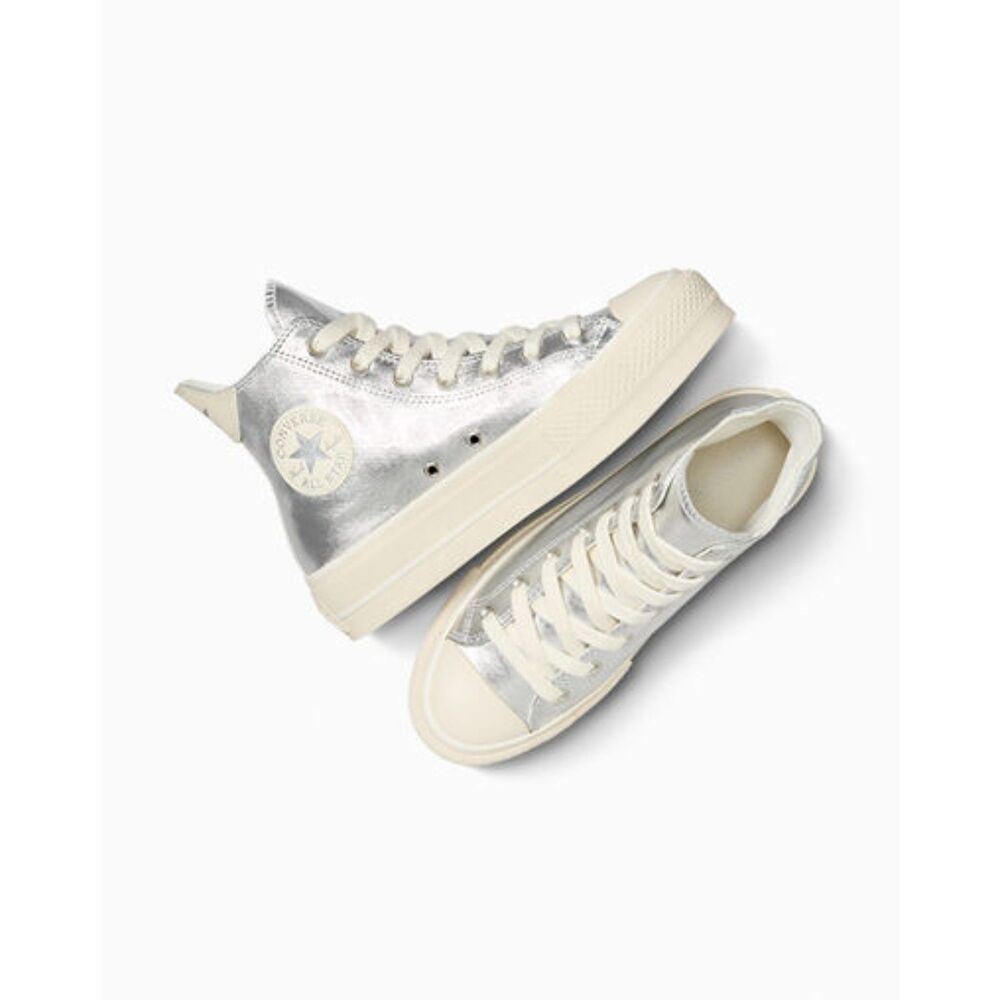 Converse Chuck Taylor All Star Lift Metallic Silver 8.5 women's VGUC - Picture 2 of 9